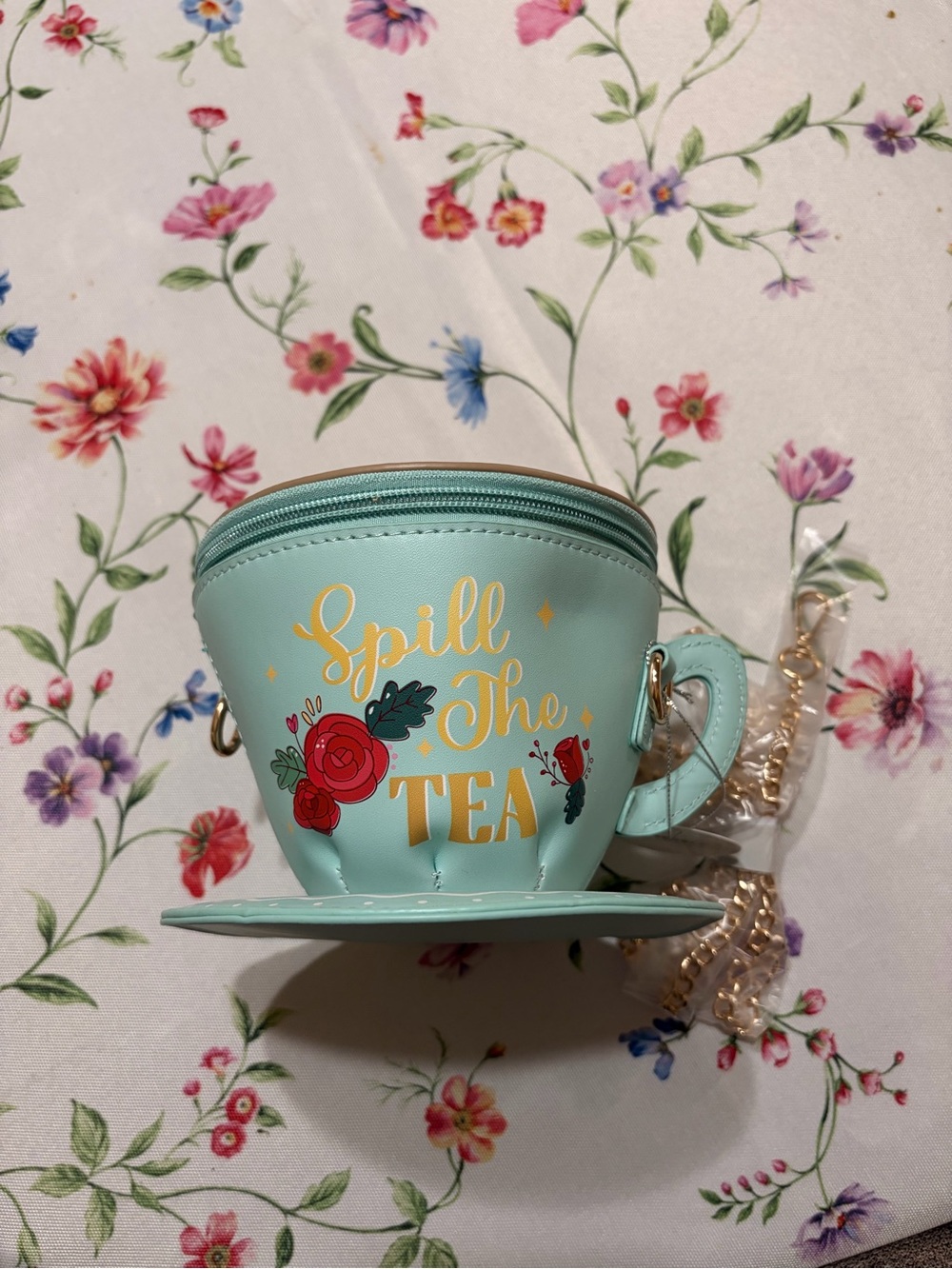 Bewaltz Mint Teacup Crossbody Bag - "Spill The Tea"